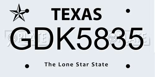 GDK5835 Texas License Plate