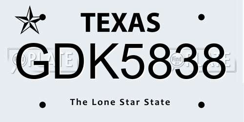 GDK5838 Texas License Plate