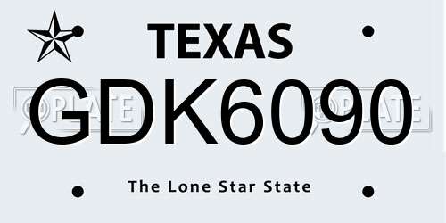 GDK6090 Texas License Plate