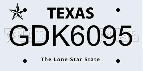 GDK6095 Texas License Plate