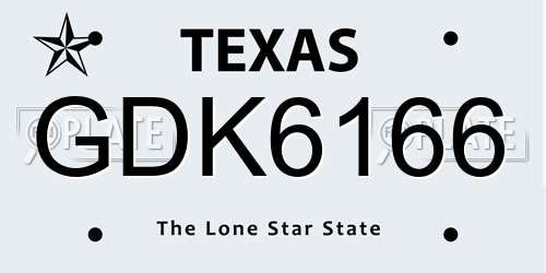 GDK6166 Texas License Plate