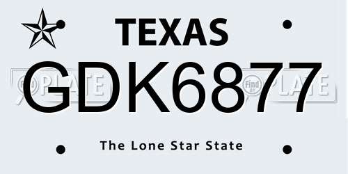 GDK6877 Texas License Plate