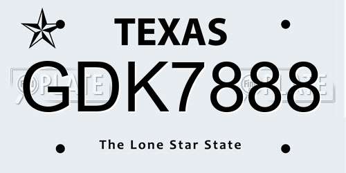 GDK7888 Texas License Plate