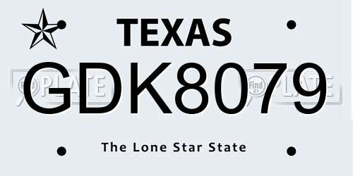 GDK8079 Texas License Plate