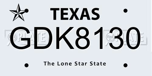 GDK8130 Texas License Plate