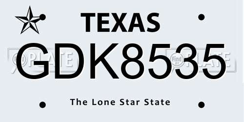 GDK8535 Texas License Plate