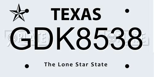 GDK8538 Texas License Plate