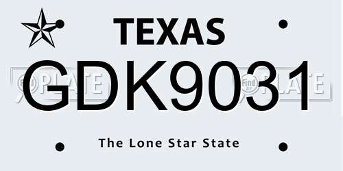 GDK9031 Texas License Plate