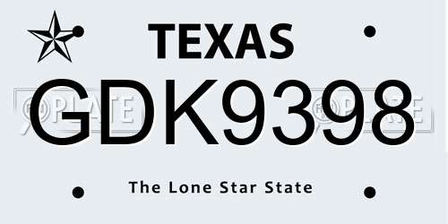 GDK9398 Texas License Plate