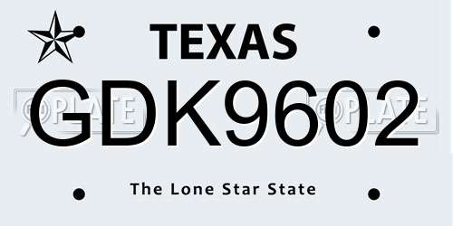 GDK9602 Texas License Plate