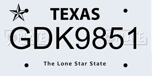 GDK9851 Texas License Plate