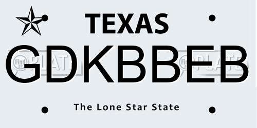GDKBBEB Texas License Plate