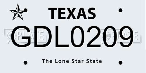 GDL0209 Texas License Plate