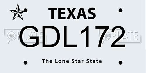 GDL172 Texas License Plate