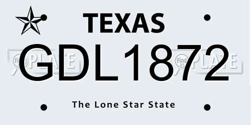 GDL1872 Texas License Plate