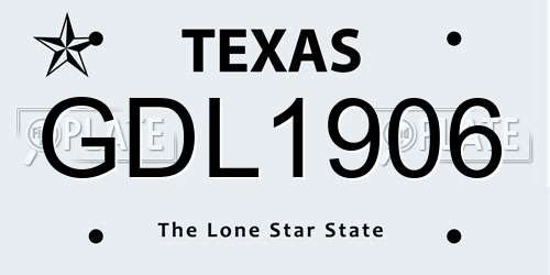 GDL1906 Texas License Plate