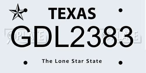 GDL2383 Texas License Plate