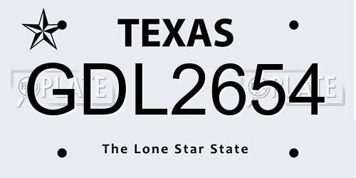 GDL2654 Texas License Plate
