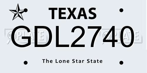 GDL2740 Texas License Plate