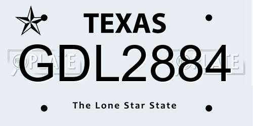 GDL2884 Texas License Plate