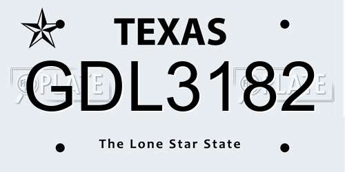 GDL3182 Texas License Plate