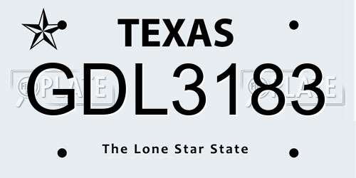GDL3183 Texas License Plate