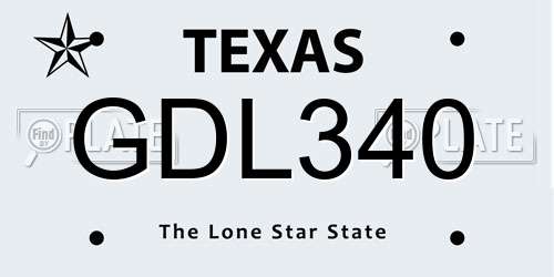 GDL340 Texas License Plate