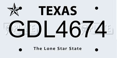 GDL4674 Texas License Plate
