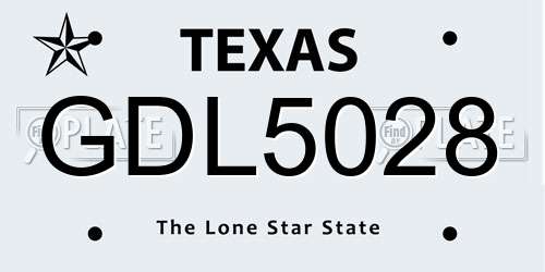 GDL5028 Texas License Plate