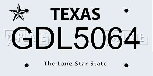 GDL5064 Texas License Plate