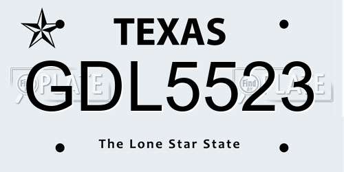 GDL5523 Texas License Plate