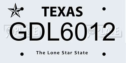 GDL6012 Texas License Plate