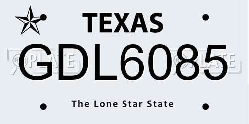GDL6085 Texas License Plate