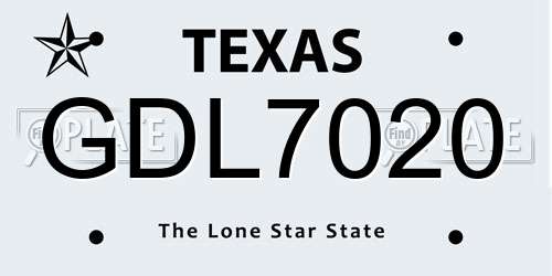 GDL7020 Texas License Plate