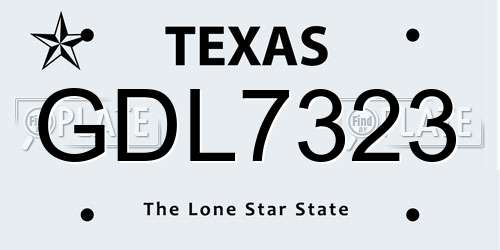 GDL7323 Texas License Plate