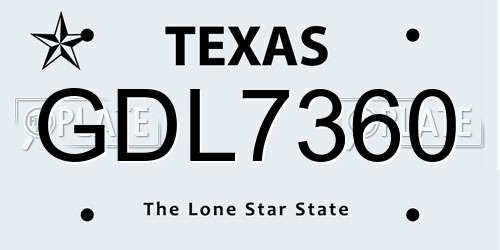 GDL7360 Texas License Plate