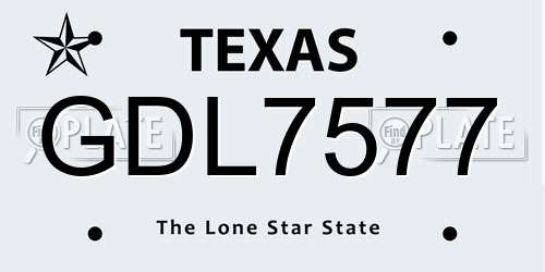 GDL7577 Texas License Plate