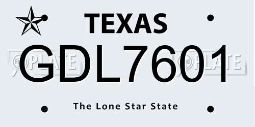 GDL7601 Texas License Plate