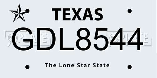 GDL8544 Texas License Plate