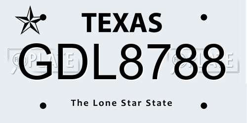 GDL8788 Texas License Plate