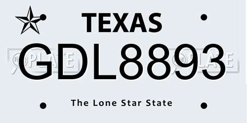 GDL8893 Texas License Plate