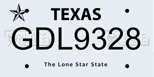 GDL9328 Texas License Plate