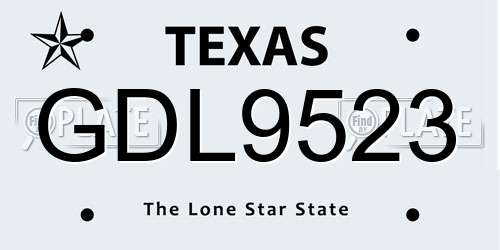 GDL9523 Texas License Plate