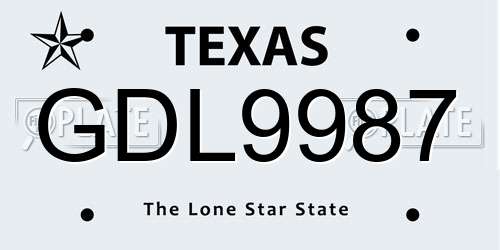 GDL9987 Texas License Plate