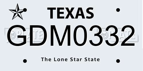 GDM0332 Texas License Plate