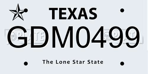 GDM0499 Texas License Plate