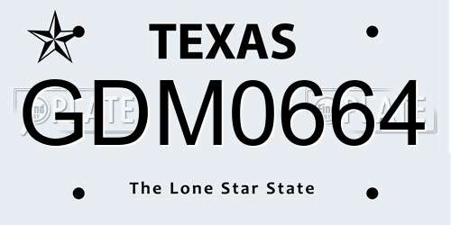 GDM0664 Texas License Plate