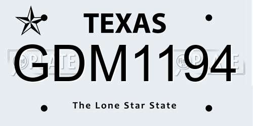 GDM1194 Texas License Plate