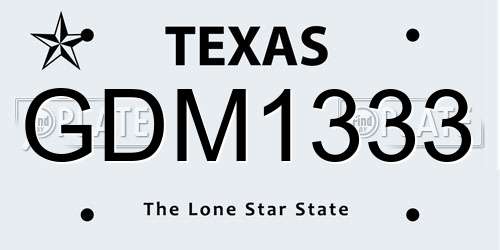GDM1333 Texas License Plate