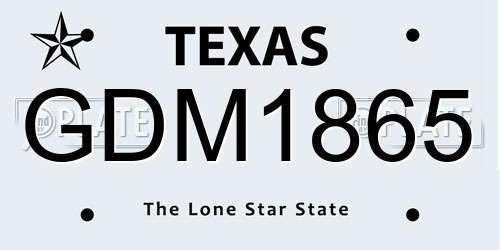 GDM1865 Texas License Plate